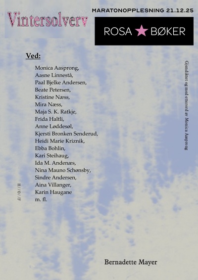Kollektivlesning av Bernadette Mayers diktsamling Vintersolverv!